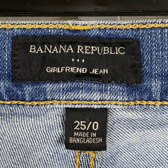 Banana Republic Mid-Rise Girlfriend‎ Women's Size 0 Blue Cotton Denim Jeans - Picture 6 of 9